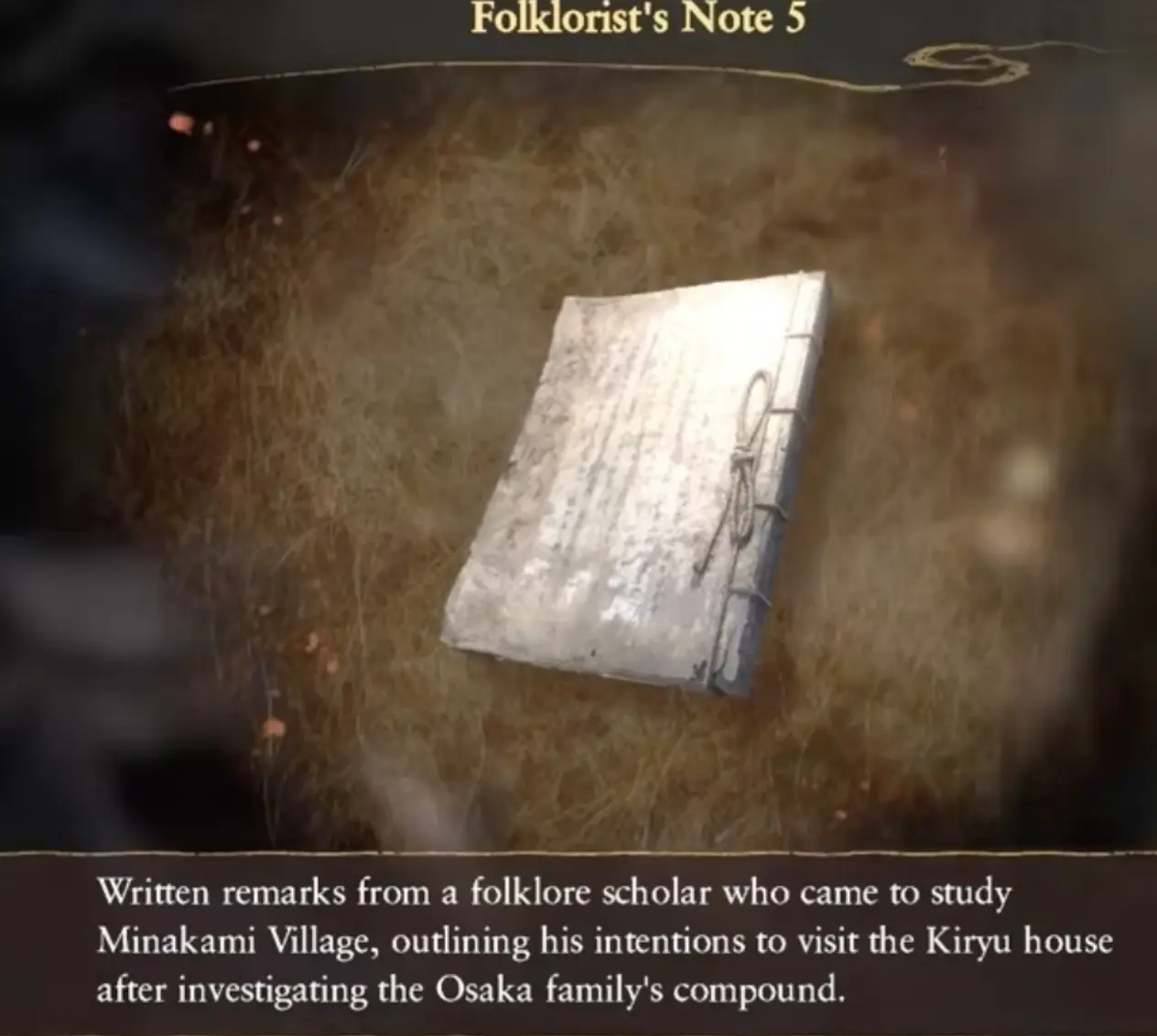 Fatal Frame 2 Remake Folklorist's Note pickup for Seijiro Makabe side story