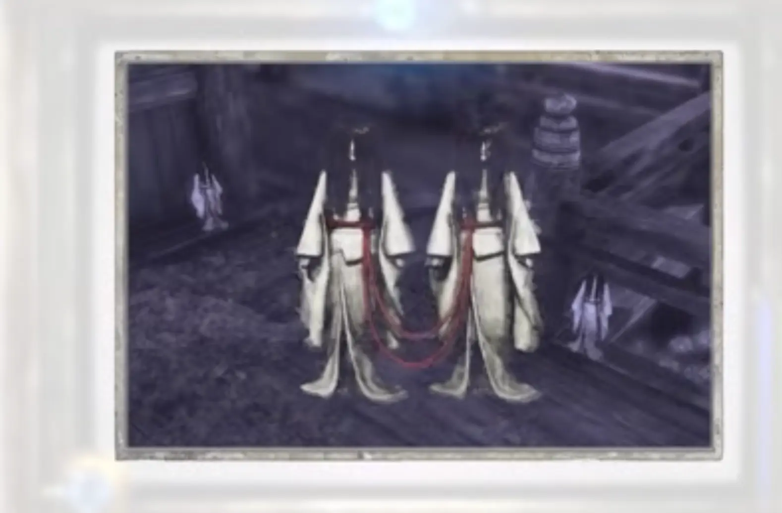 Fatal Frame 2 Remake Twin Dolls both framed in the same camera shot